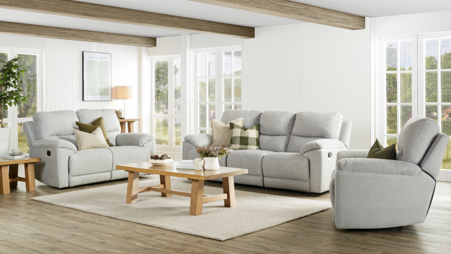 Featherstone 3 Piece Fabric Recliner Lounge Suite