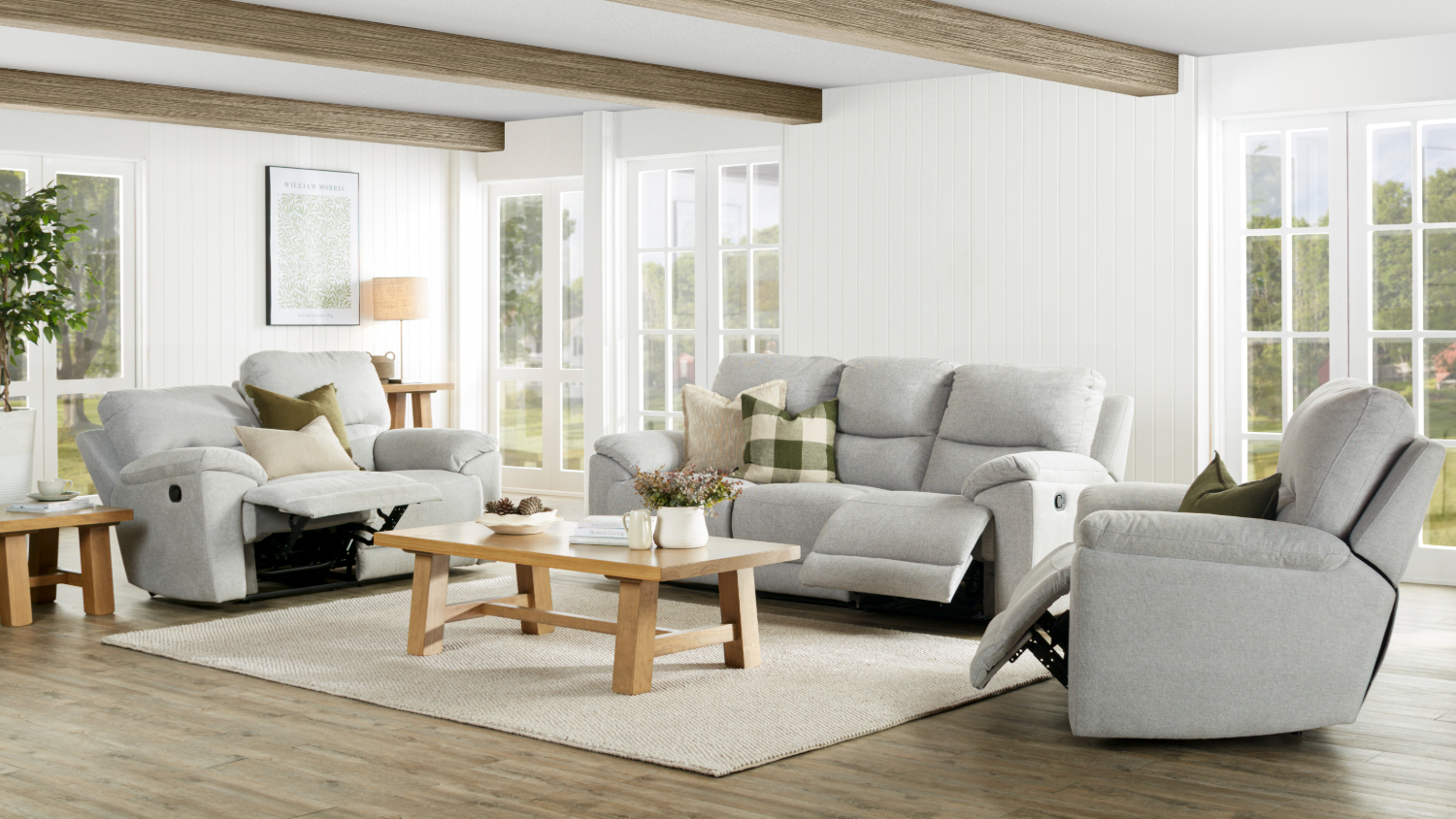 Featherstone 3 Piece Fabric Recliner Lounge Suite