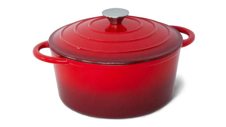Healthy Choice Enamled Cast Iron Casserole Pot with Lid 26cm - Red