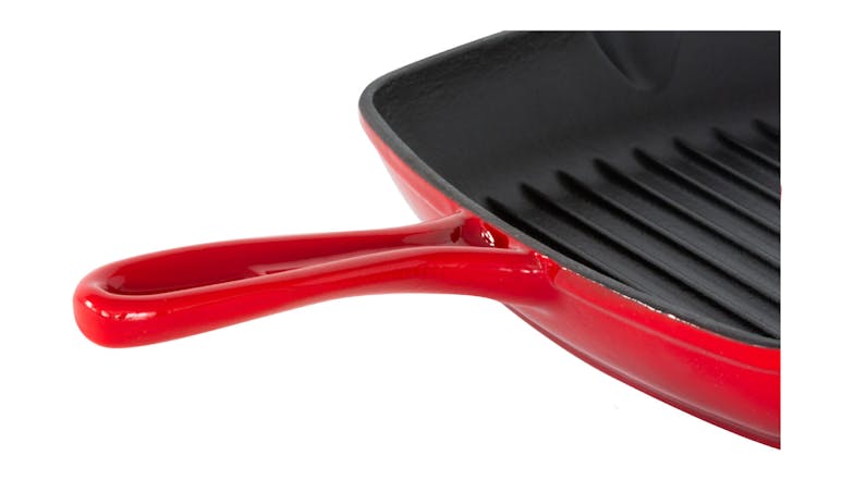 Healthy Choice Enamled Cast Iron Square Grill Pan with Lid 44 x 30cm - Red