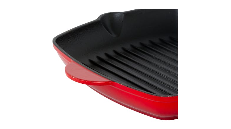 Healthy Choice Enamled Cast Iron Square Grill Pan with Lid 44 x 30cm - Red