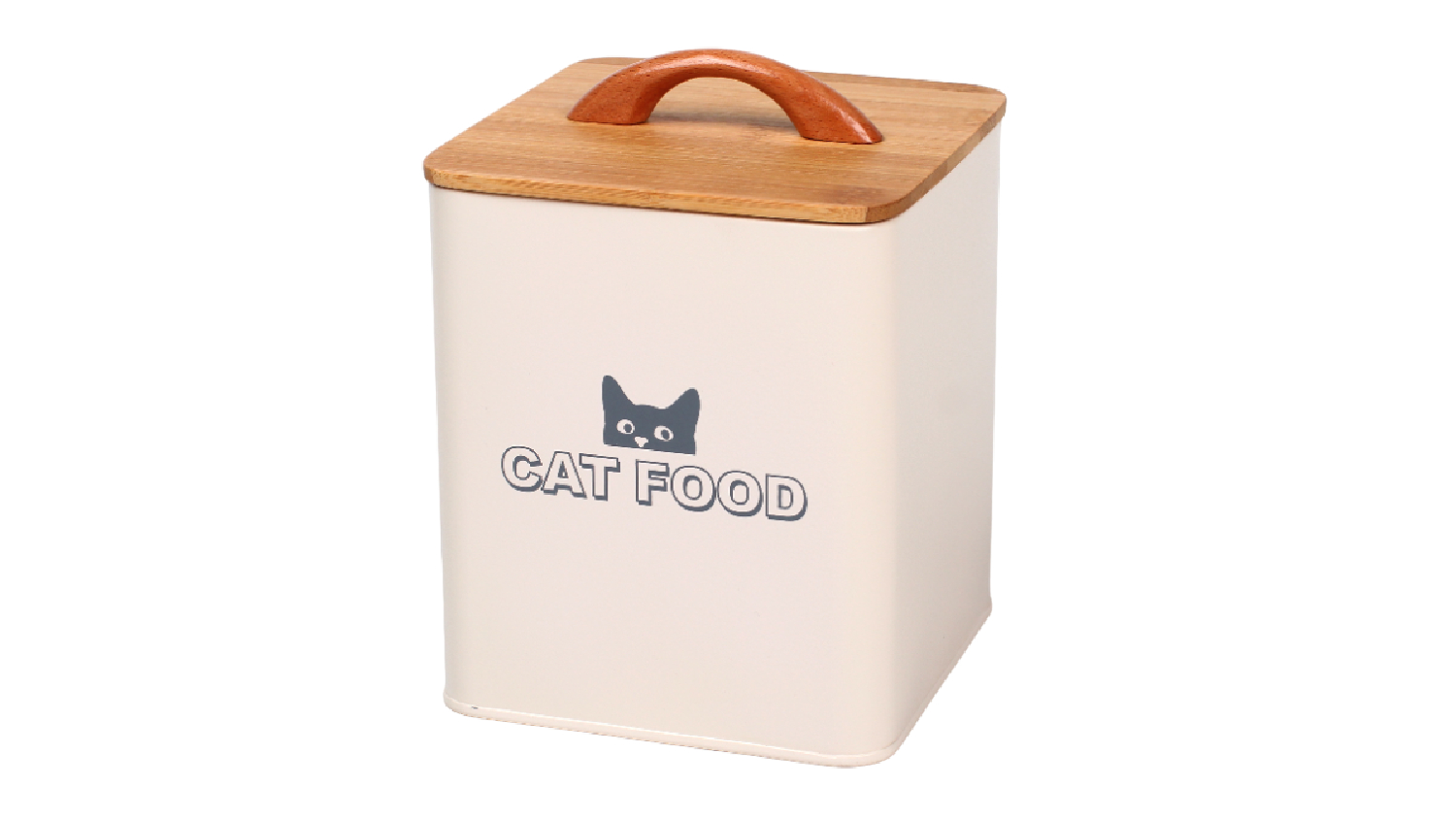 Rockingham Metal Pet Food Storage Bin with Bamboo Lid Cat Food