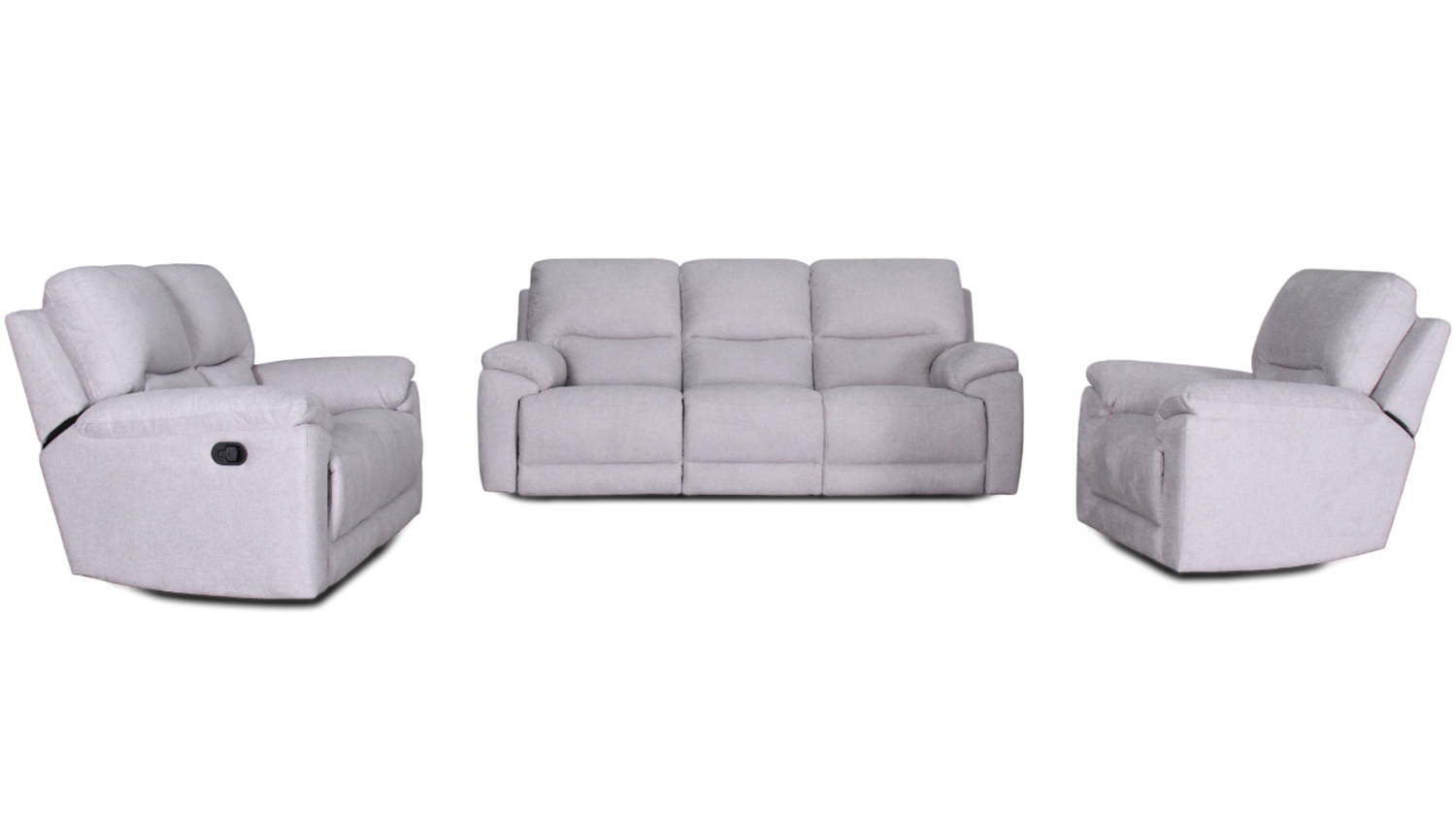Featherstone 3 Piece Fabric Recliner Lounge Suite Harvey Norman New