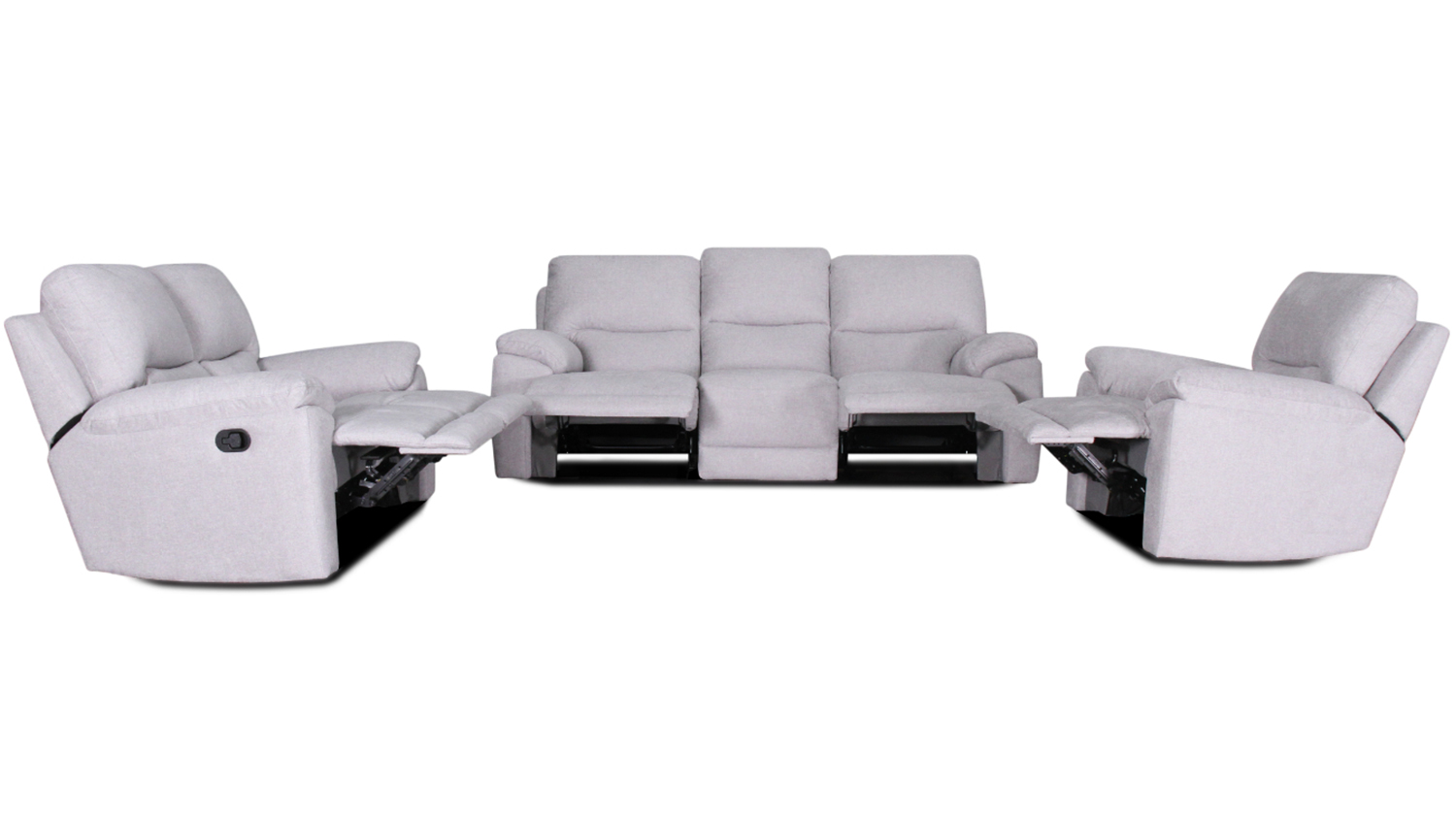 Featherstone 3 Piece Fabric Recliner Lounge Suite Harvey Norman New
