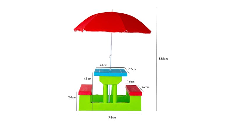 Hacienda Children's Outdoor Picnic Table & Umbrella 67 x 49 x 135cm