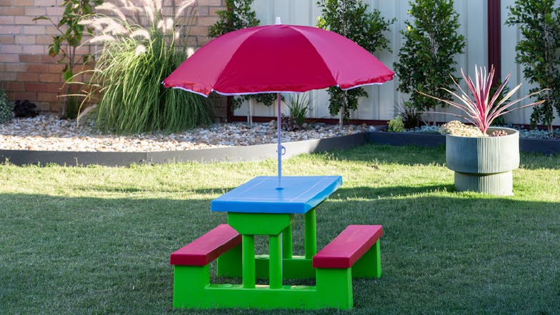 Hacienda Children's Outdoor Picnic Table & Umbrella 67 x 49 x 135cm