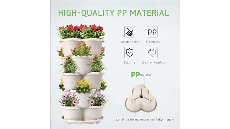 Kmall 3-Tier Terracotta Planter Pot Stack with Drainage - White