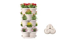 Kmall 5-Tier Terracotta Planter Pot Stack with Drainage - White