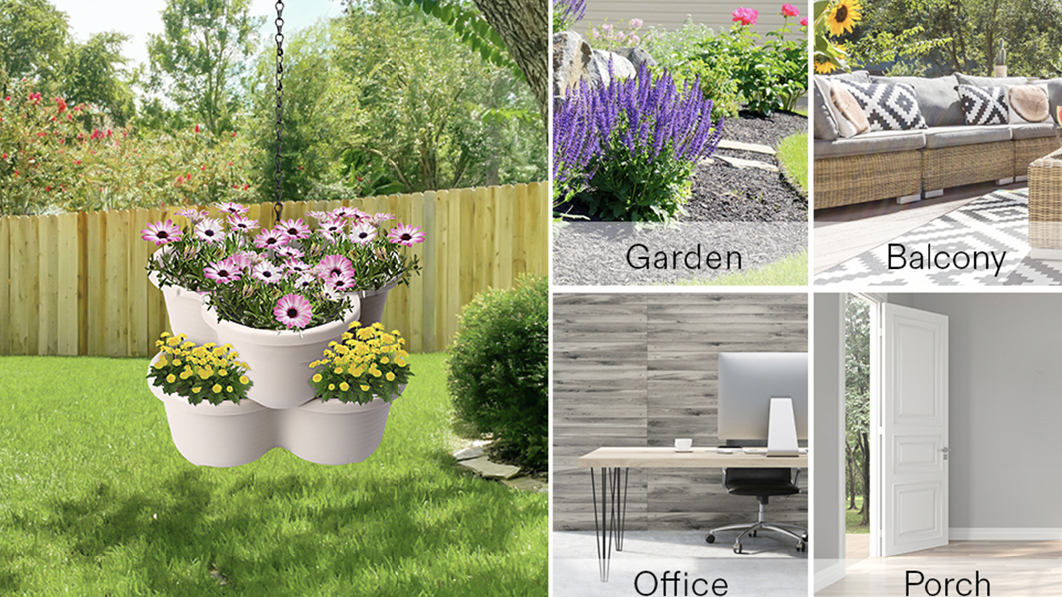 Kmall 5-Tier Terracotta Planter Pot Stack with Drainage - White