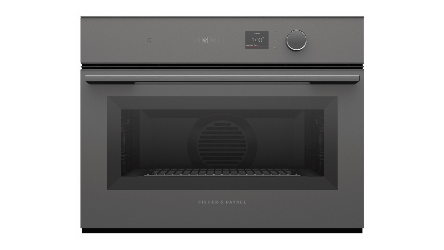 Fisher & Paykel 60cm Built-In Compact Steam Oven with 18 Functions - Grey Glass (Series 7/OS60NMLG1)