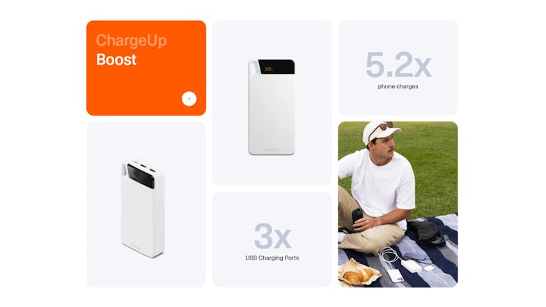 Cygnett ChargeUp Boost (4th Gen) 20,000mAh Power Bank - White