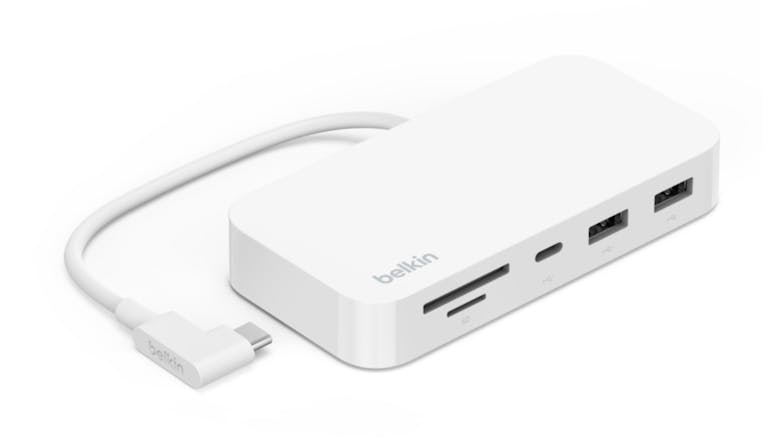 Belkin Connect USB-C 6-in-1 Multiport Hub with Mount - White