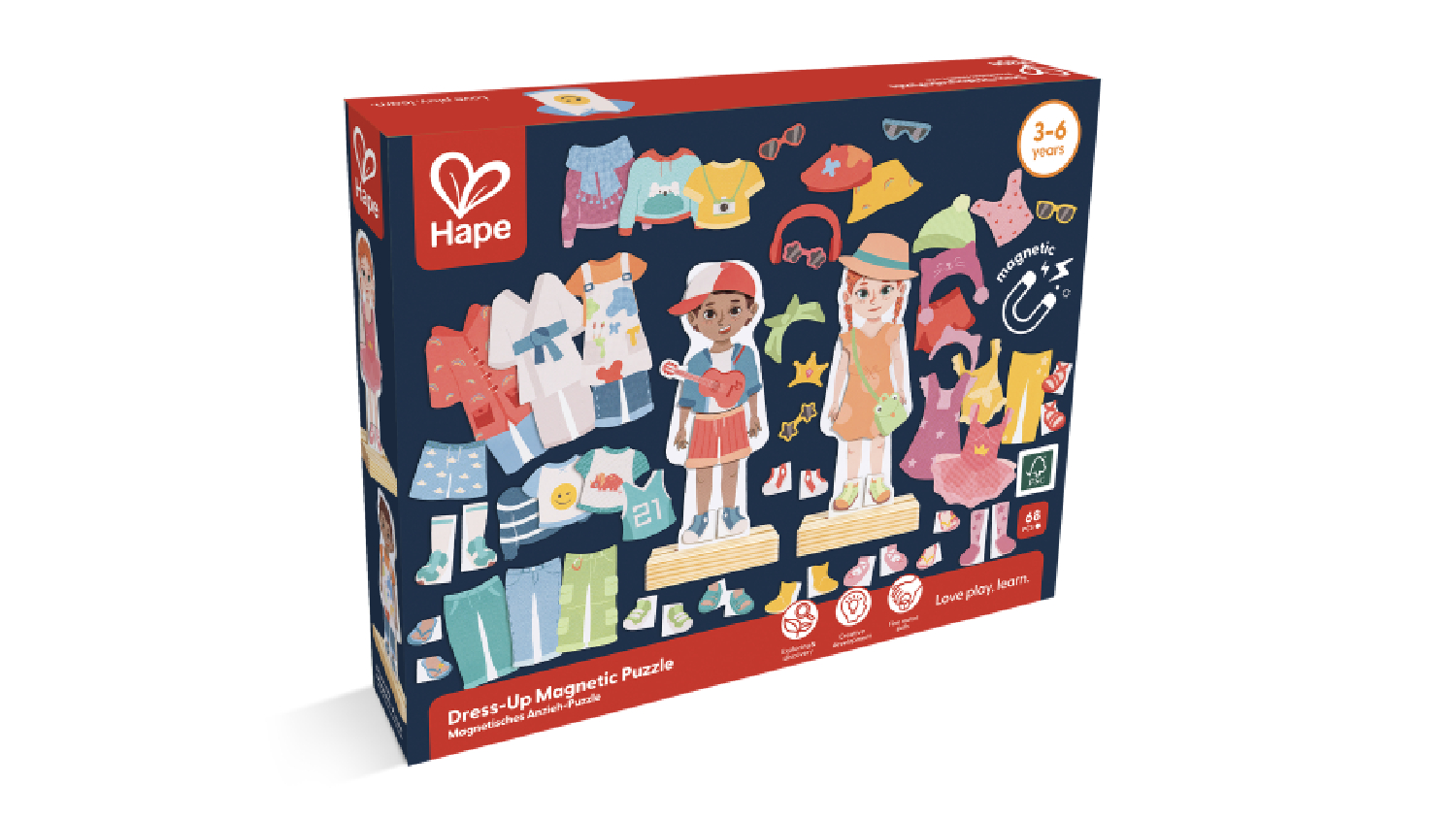 Hape Magnetic Dress-Up Card Dolls 68pcs.
