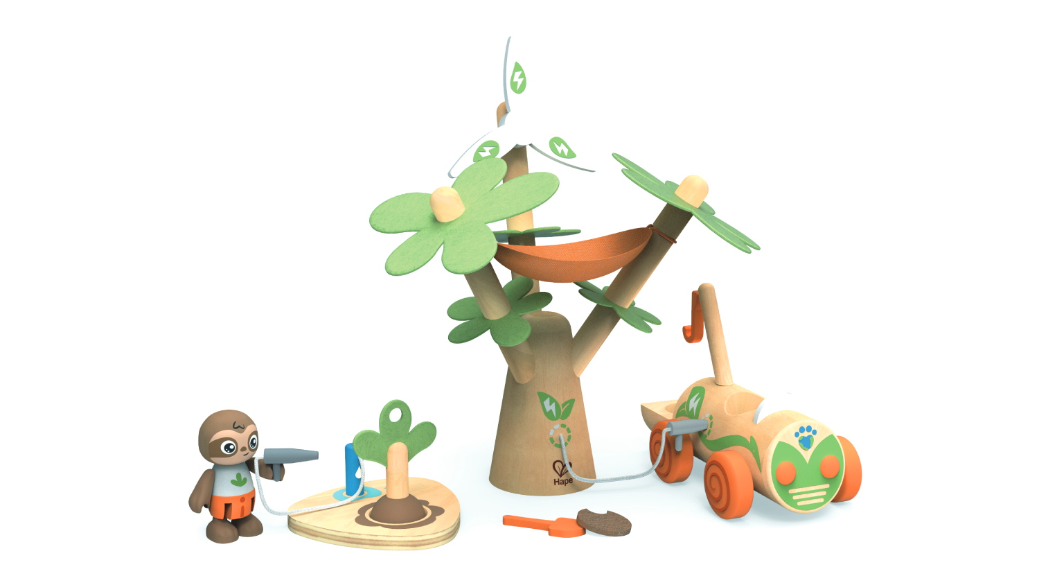 Hape "Green Planet" Sloth's Tree-Planting EV Car Playset