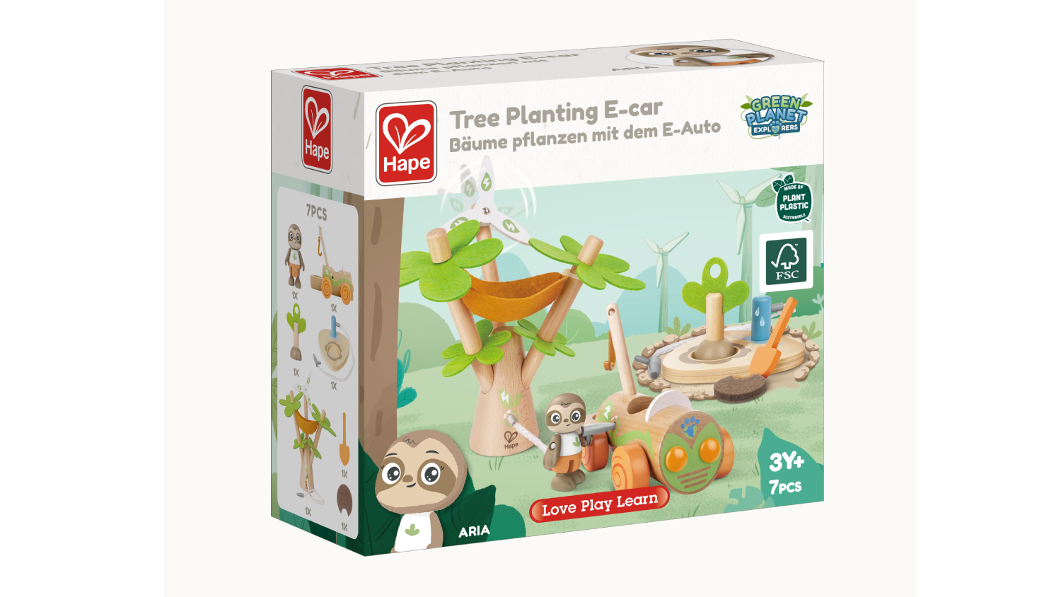 Hape "Green Planet" Sloth's Tree-Planting EV Car Playset