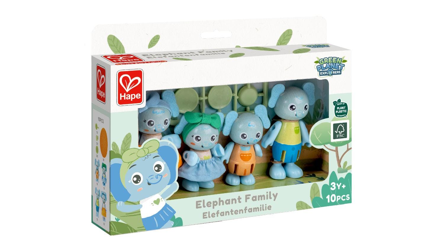 Hape "Green Planet" Figurine Set - Elephant Family