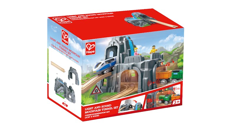 Hape Railway Mountain Tunnel Accessory with Lights, Sounds