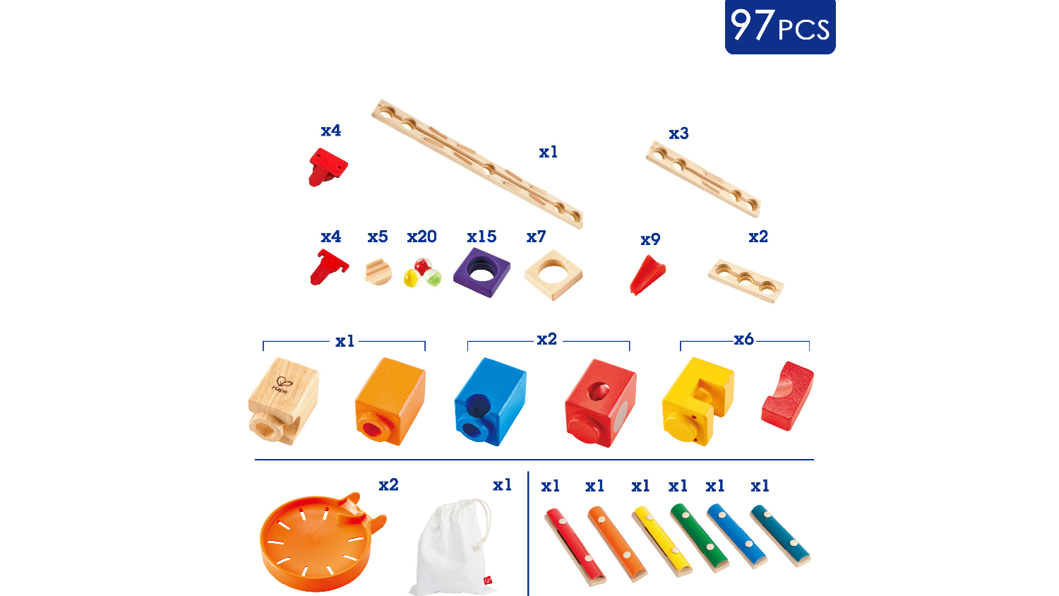 Hape "Music Motion" Wooden Marble Run Set 97pcs.