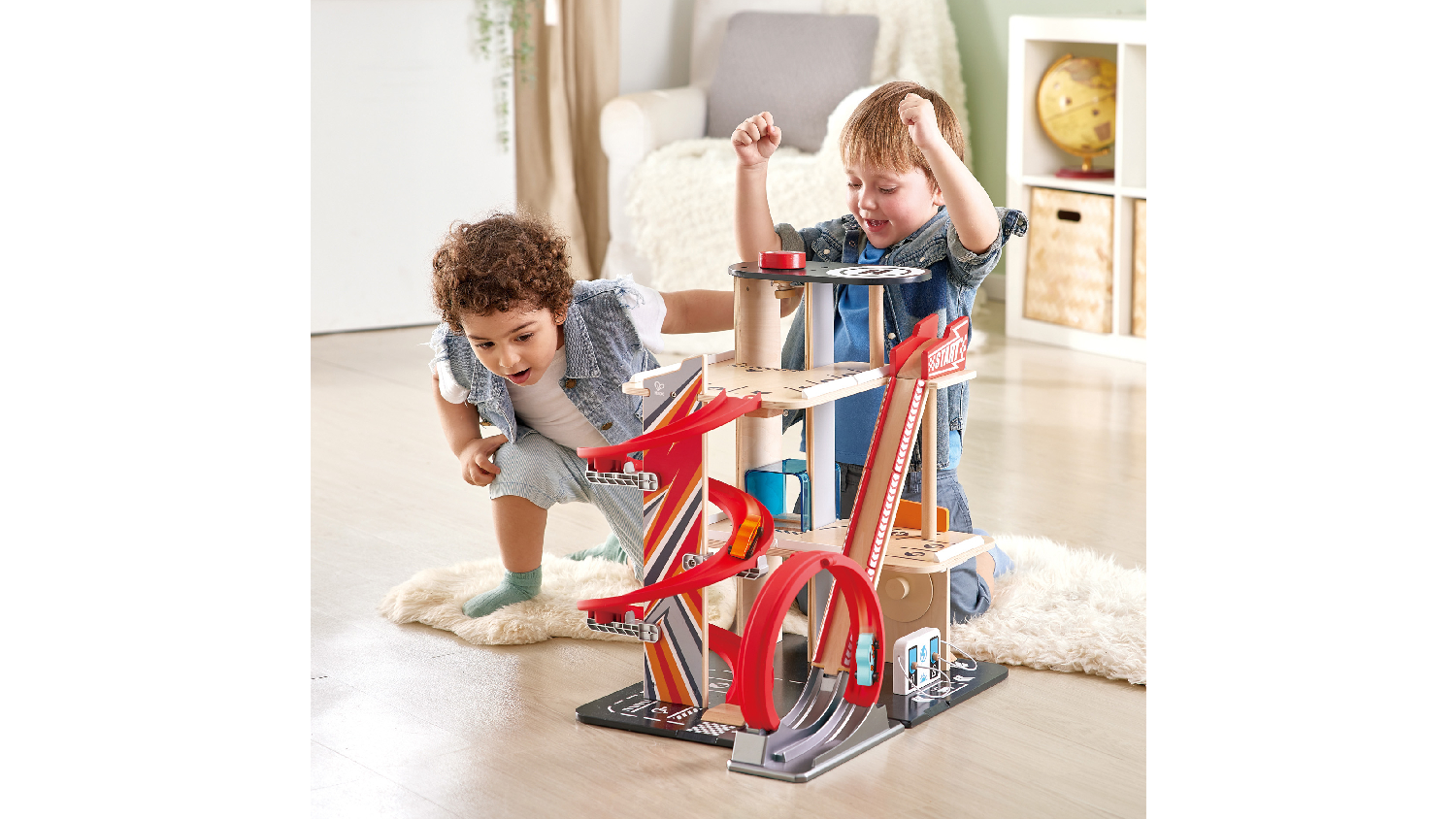 Hape Gearhead Stunt Garage Playset