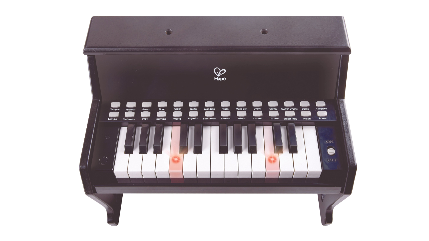 Hape Learning Piano with Light-Up Guide - Black