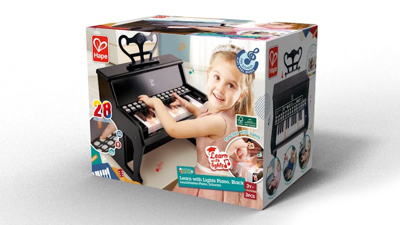 Hape Learning Piano with Light-Up Guide - Black