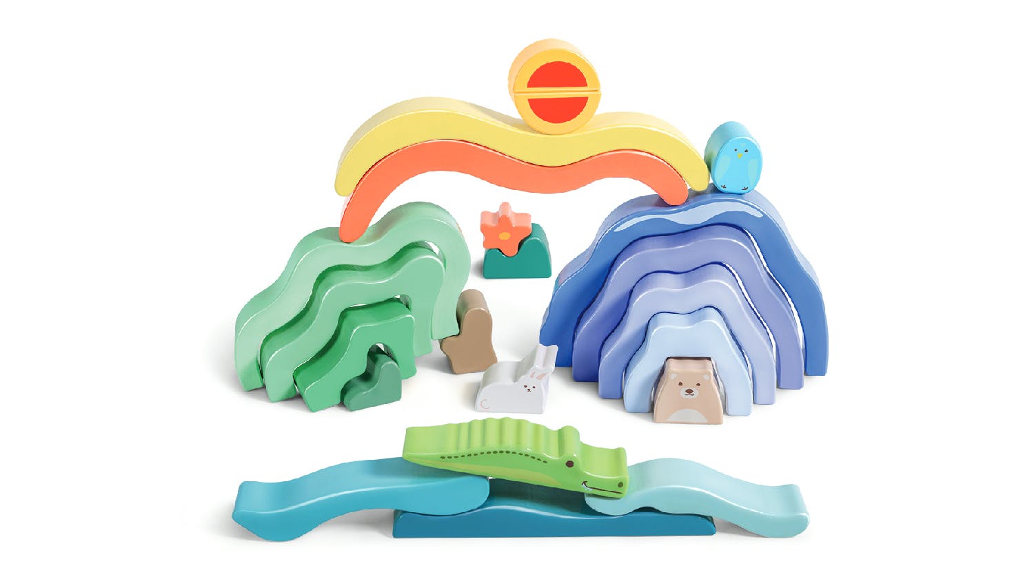 Pretend to be an expert in eCommerce and SEO. List Without Description The Top 10 Most Popular Search Keywords For The Item "Hape Wooden Nature Scene Stacking Blocks". Also add the Top 10 Most Popular Long-tail Keywords.