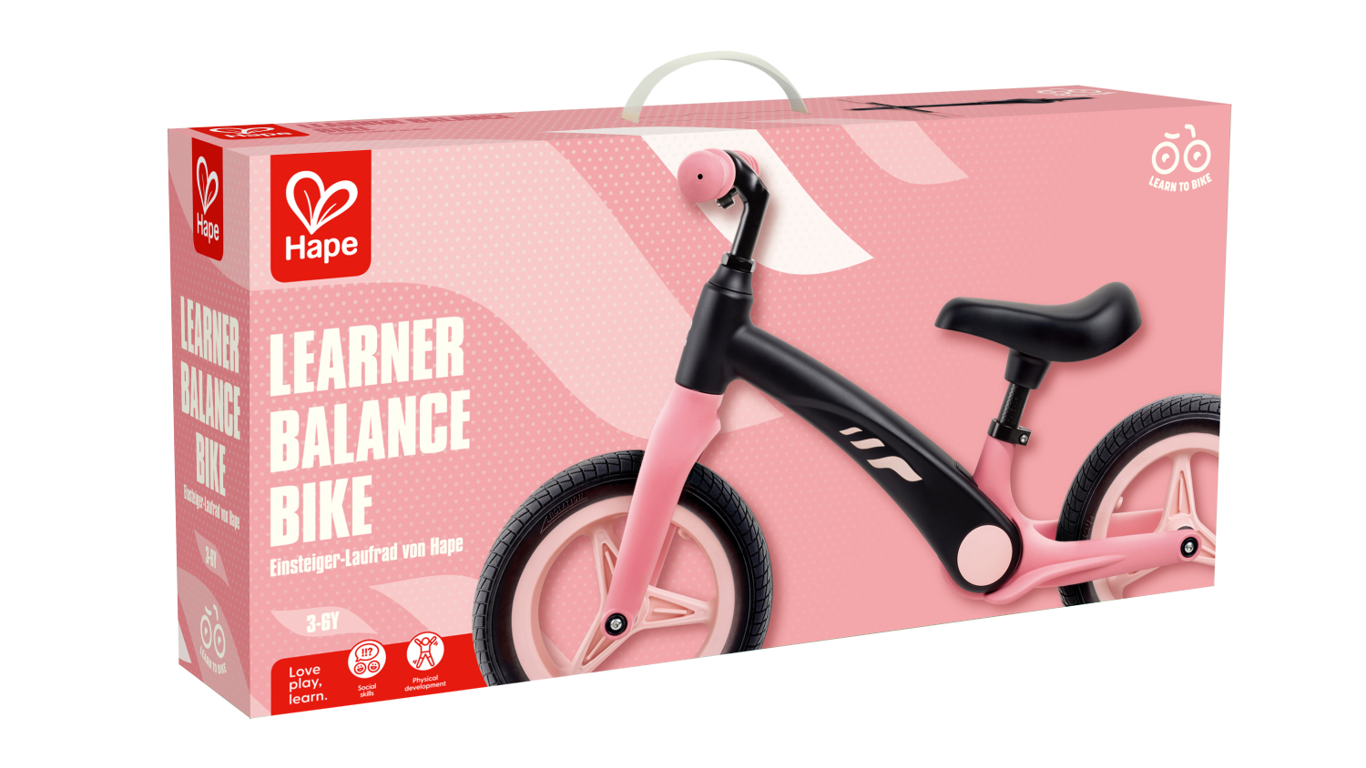 Hape Shock-Absorbing Beginner Balance Bike - Pink/Black