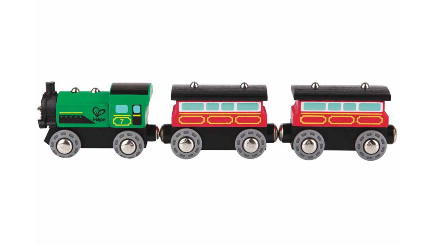 Hape Steam-Era Passanger Engine & Carriage Set 3pcs.