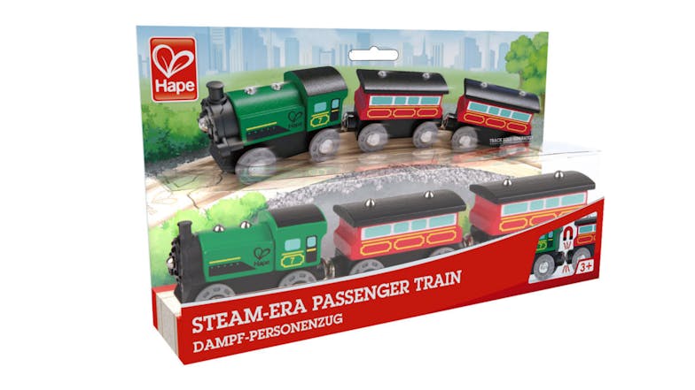 Hape Steam-Era Passanger Engine & Carriage Set 3pcs