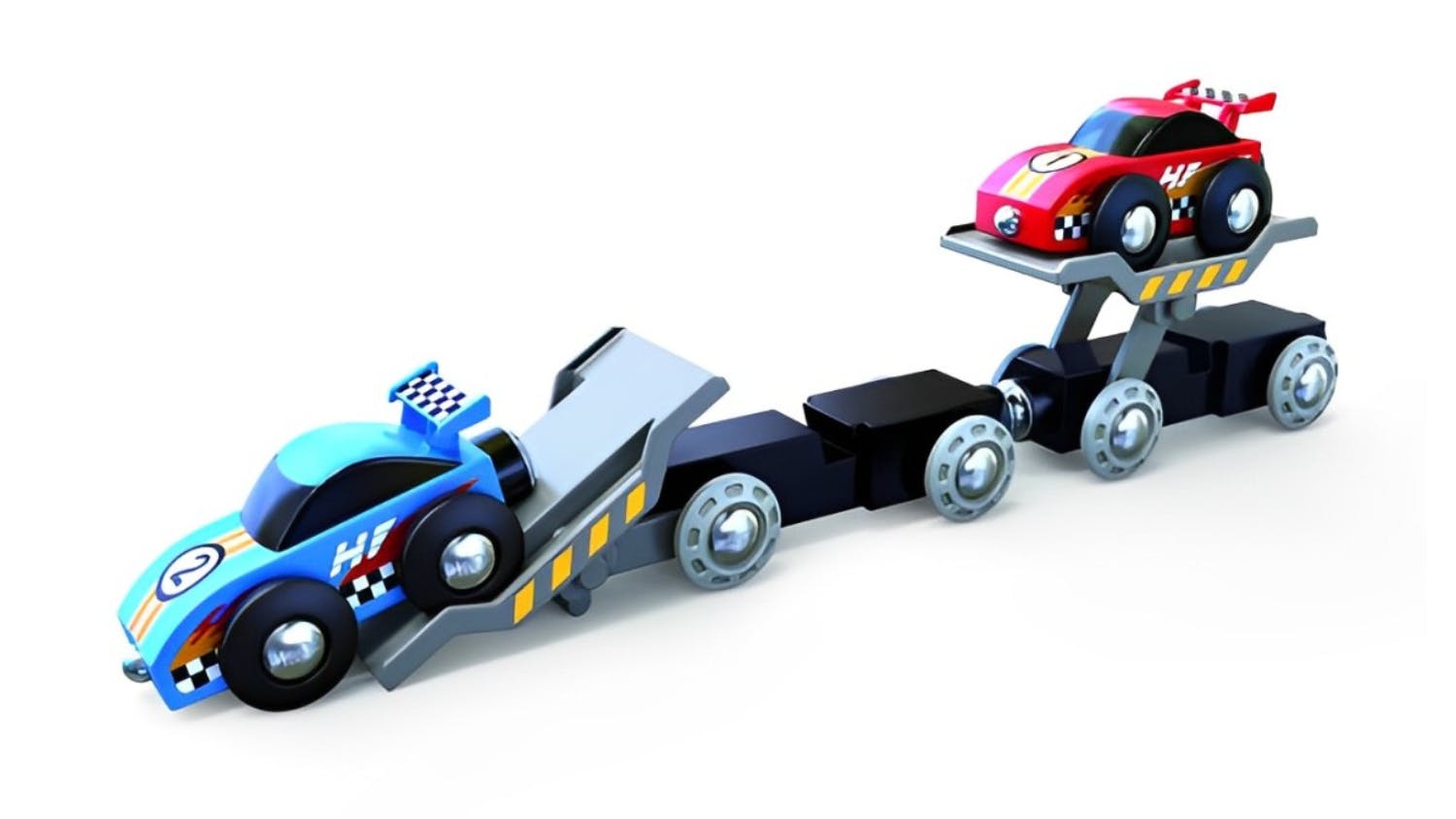Hape Race Car Transporter Engine & Carriage Set 5pcs.