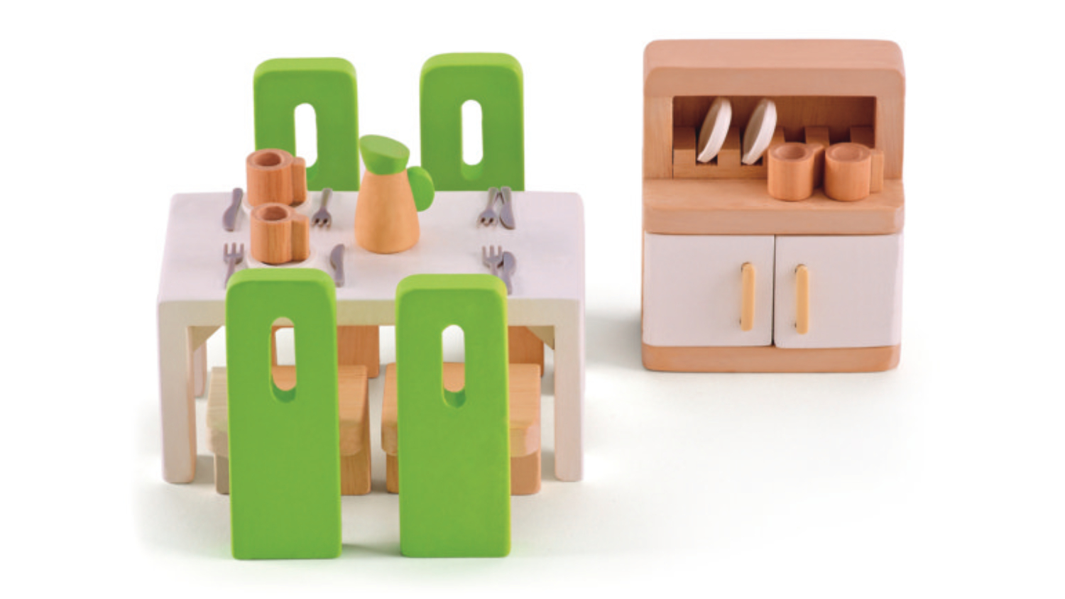 Hape "Happy Family" Wooden Doll Family Furniture Set - Dining Room