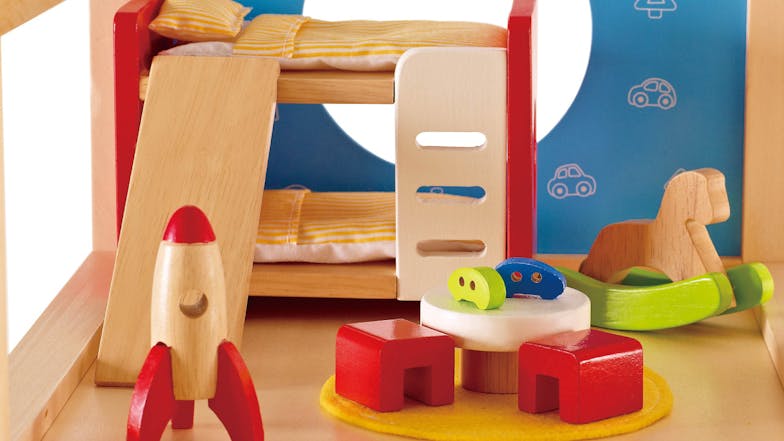 Hape "Happy Family" Wooden Doll Family Furniture Set - Nursery