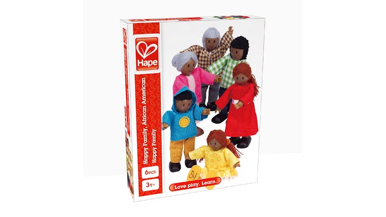 Hape "Happy Family" Wooden Doll Family Set - Black