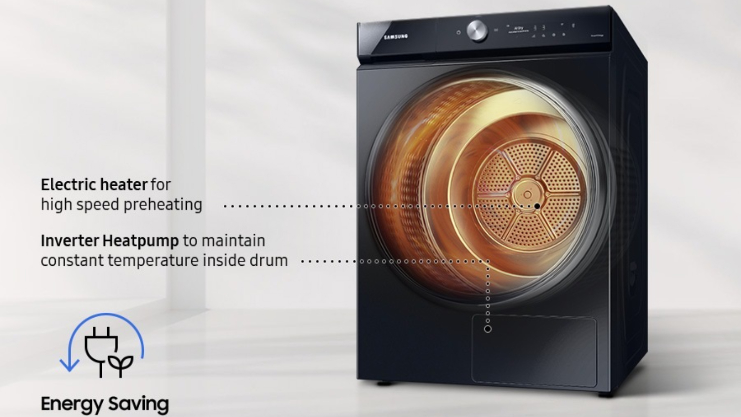 Samsung 10kg Heat Pump Condenser Dryer with 21 Programs - Black Caviar (Bespoke AI/DV10B9750CV/SA)