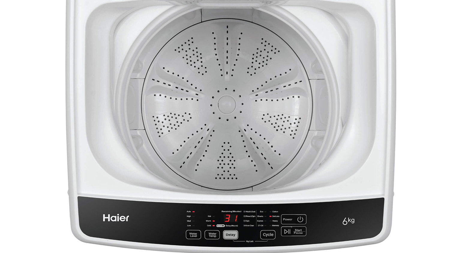 Haier 6kg Top Loading Washing Machine with 8 Programs - White (HWT60AA1)