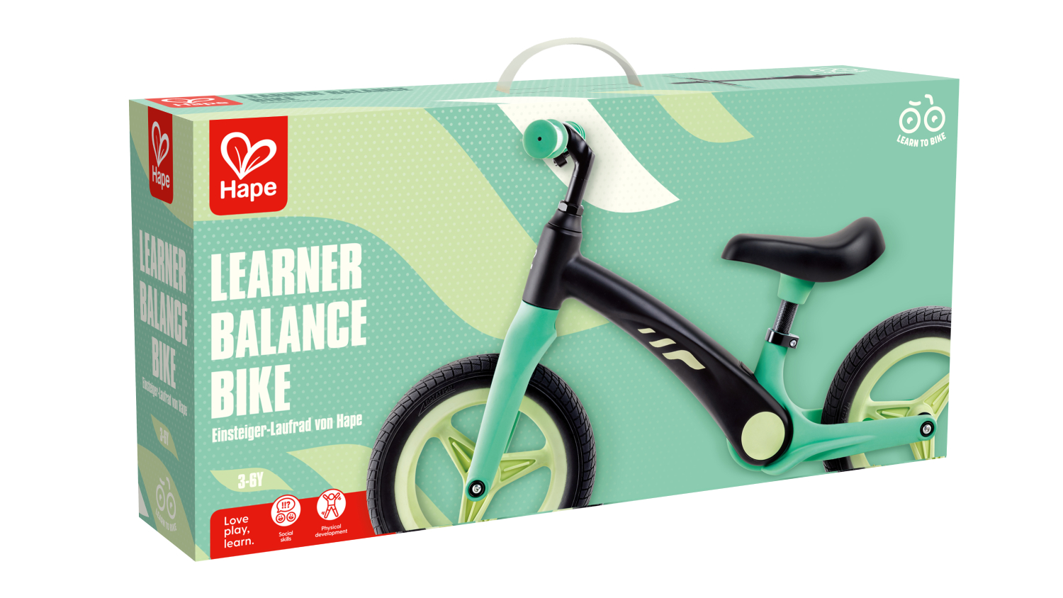 Hape Shock-Absorbing Beginner Balance Bike - Green/Black