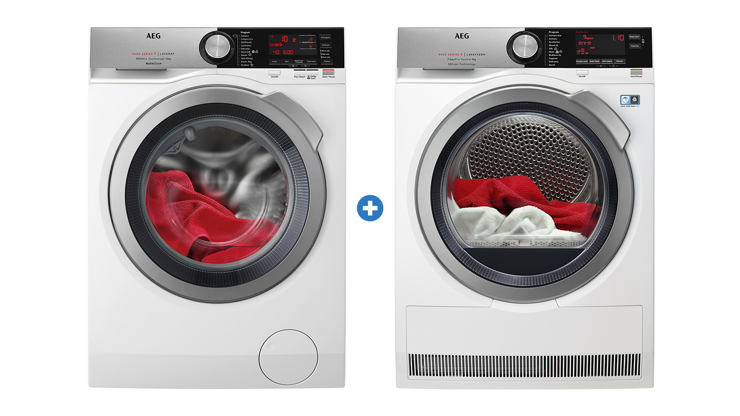 AEG 10kg Front Loading Washing Machine & 9kg Heat Pump Condenser Dryer Package White