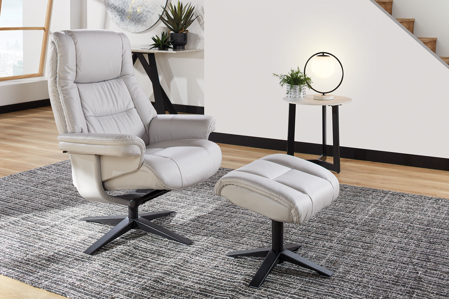 Bradley Fabric Recliner and Footstool