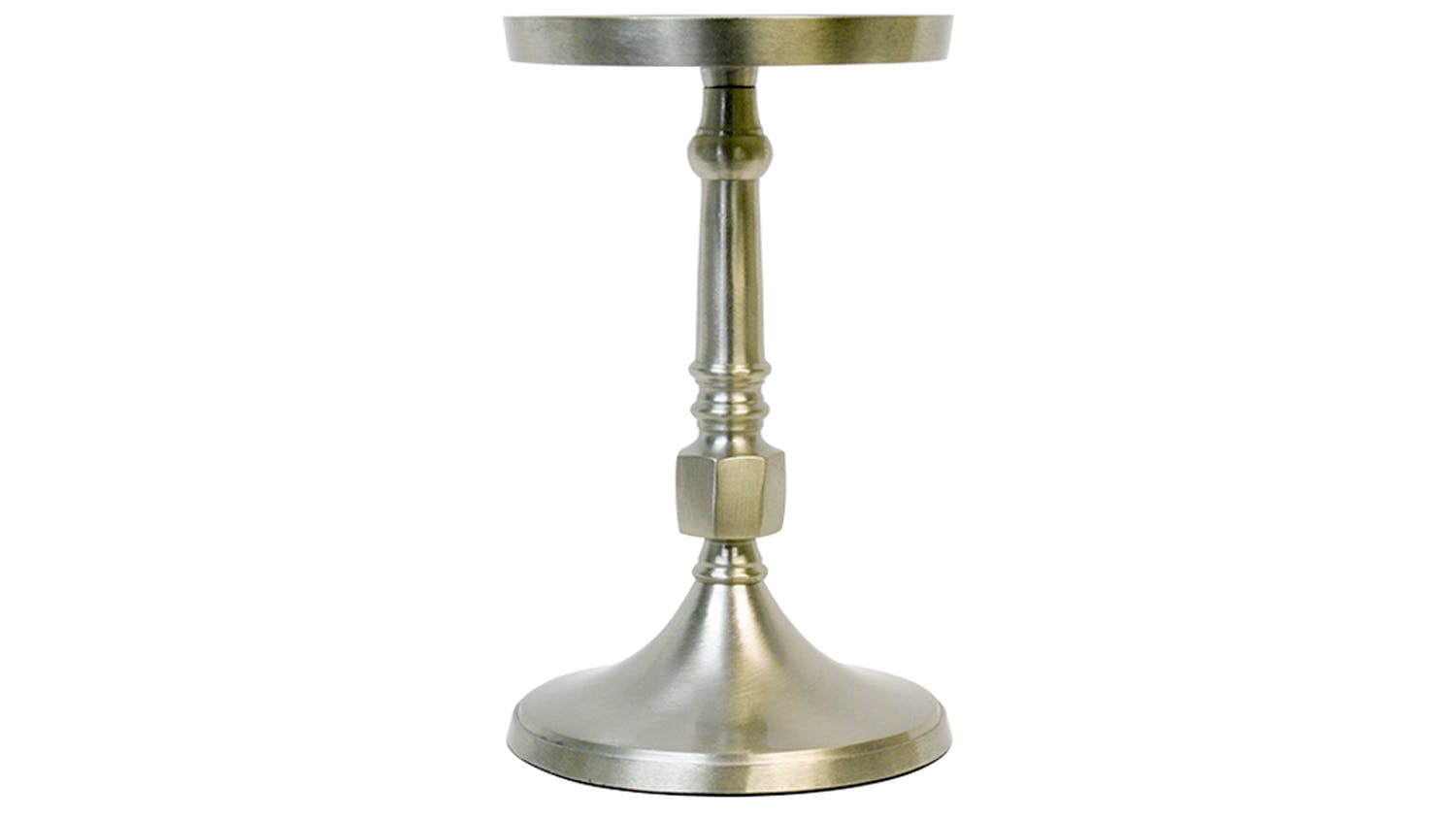 Silver Aluminium Pillar Candle Holder - Small