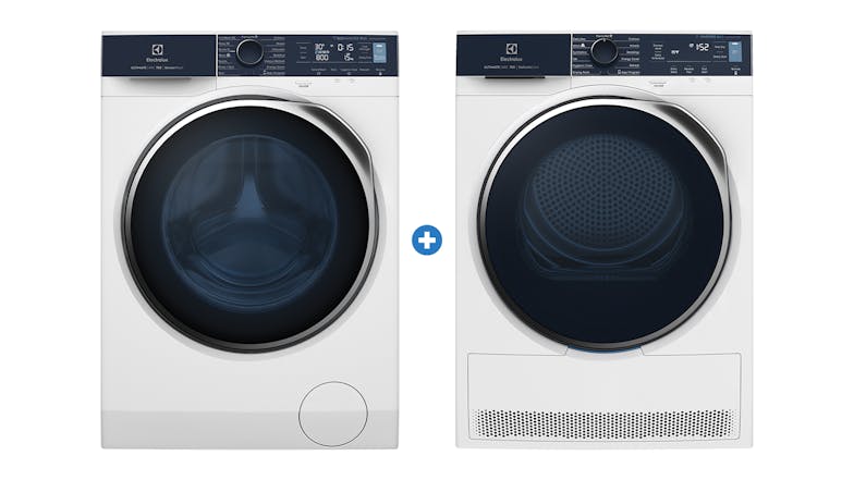 Electrolux 9kg Front Loading Washing Machine & 8kg Heat Pump Condenser Dryer Package - White