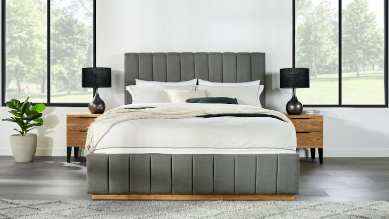 Ellie Queen Upholstered Bed Frame - Charcoal