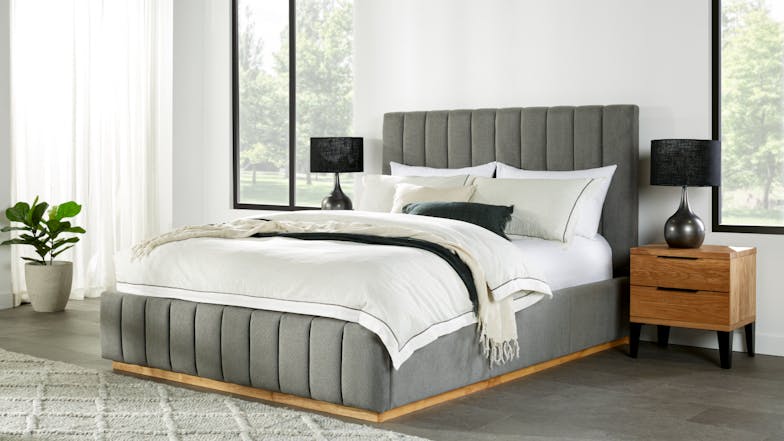 Ellie Queen Upholstered Bed Frame - Charcoal