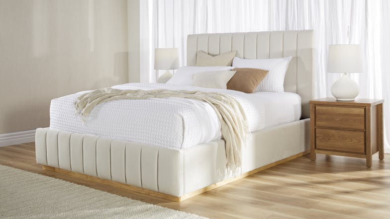 Ellie King Upholstered Bed Frame - Snow