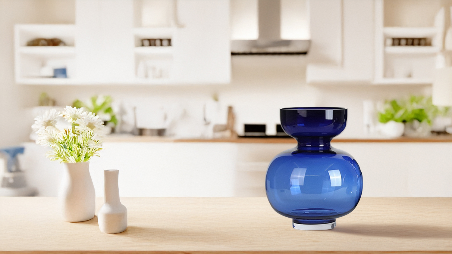 Blue Globe Vase - Wide