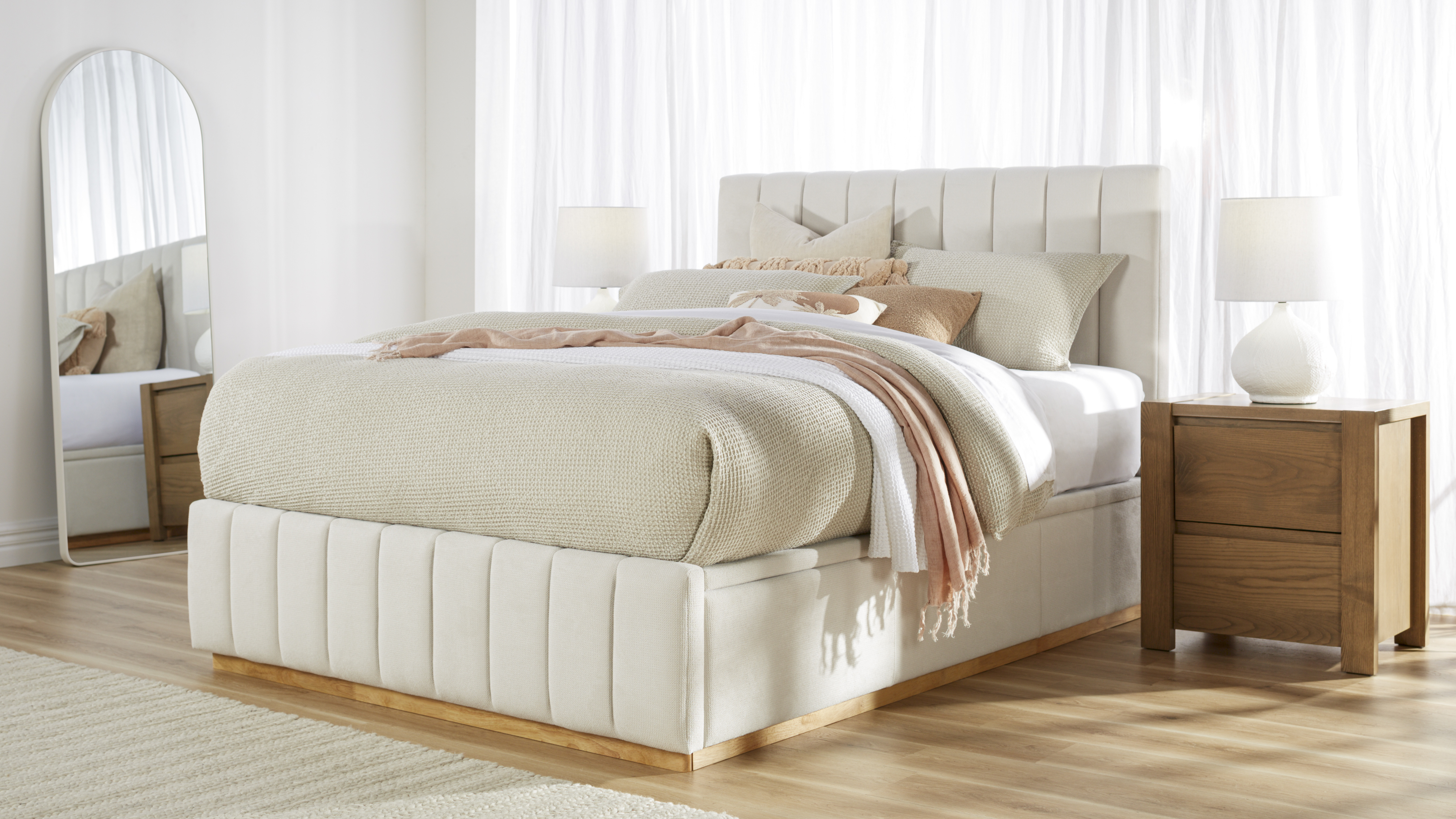 Olivia Queen Gas Lift Storage Bed Frame - Snow