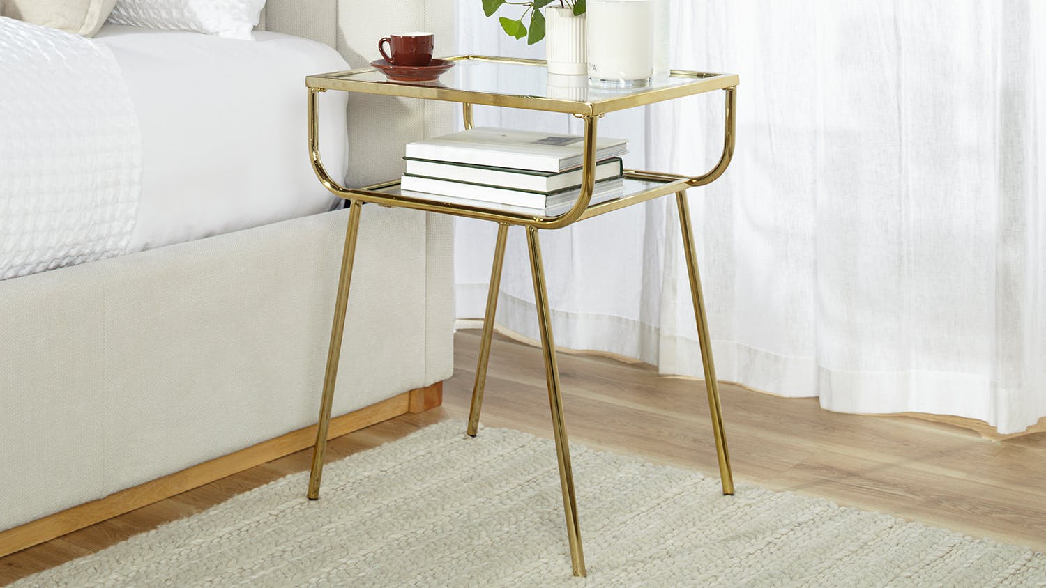 Gold and Glass Bedside Table