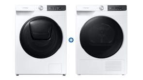 Samsung 9.5kg Front Loading Washing Machine & 9kg Heat Pump Condenser Dryer Package - White
