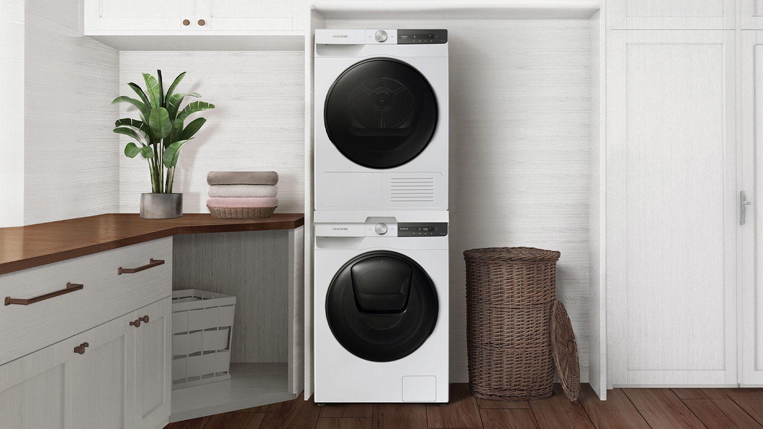 Samsung 9.5kg Front Loading Washing Machine & 9kg Heat Pump Condenser