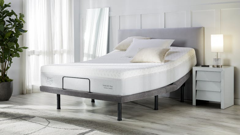 King Coil Embody Plus Medium Queen Mattress with Renew Zero Clearance Dark Grey Adjustable Base by A.H Beard