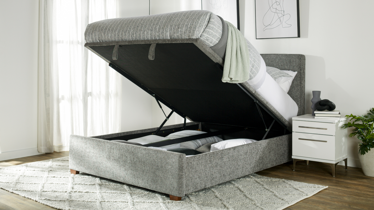 Leni Queen Gas Lift Storage Bed Frame